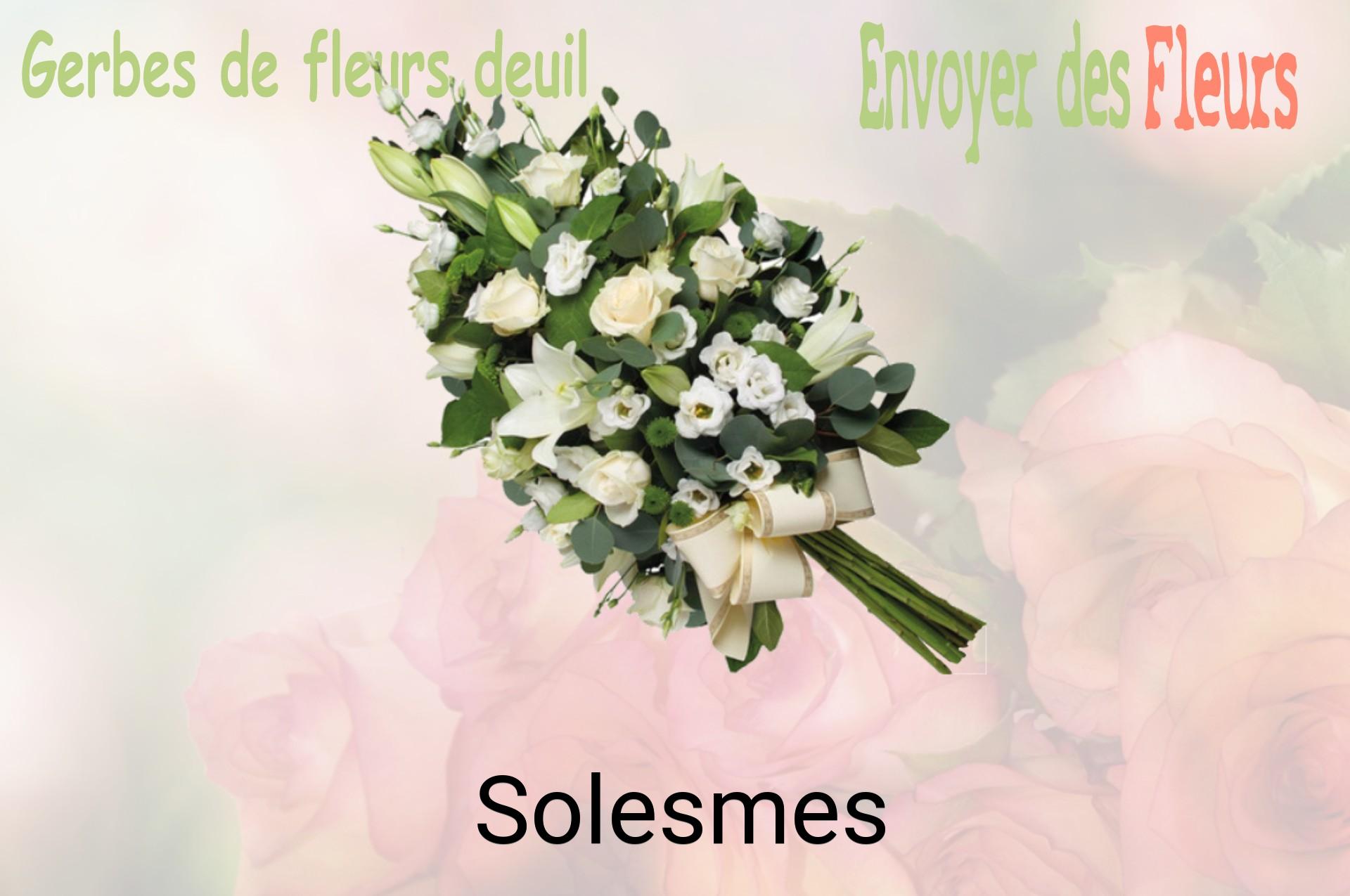 Gerbe de fleurs de deuil livrée à Solesmes